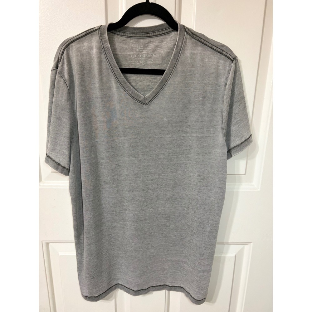 Lucky Brand | Venice Burnout V-Neck Tee | L || Grey|